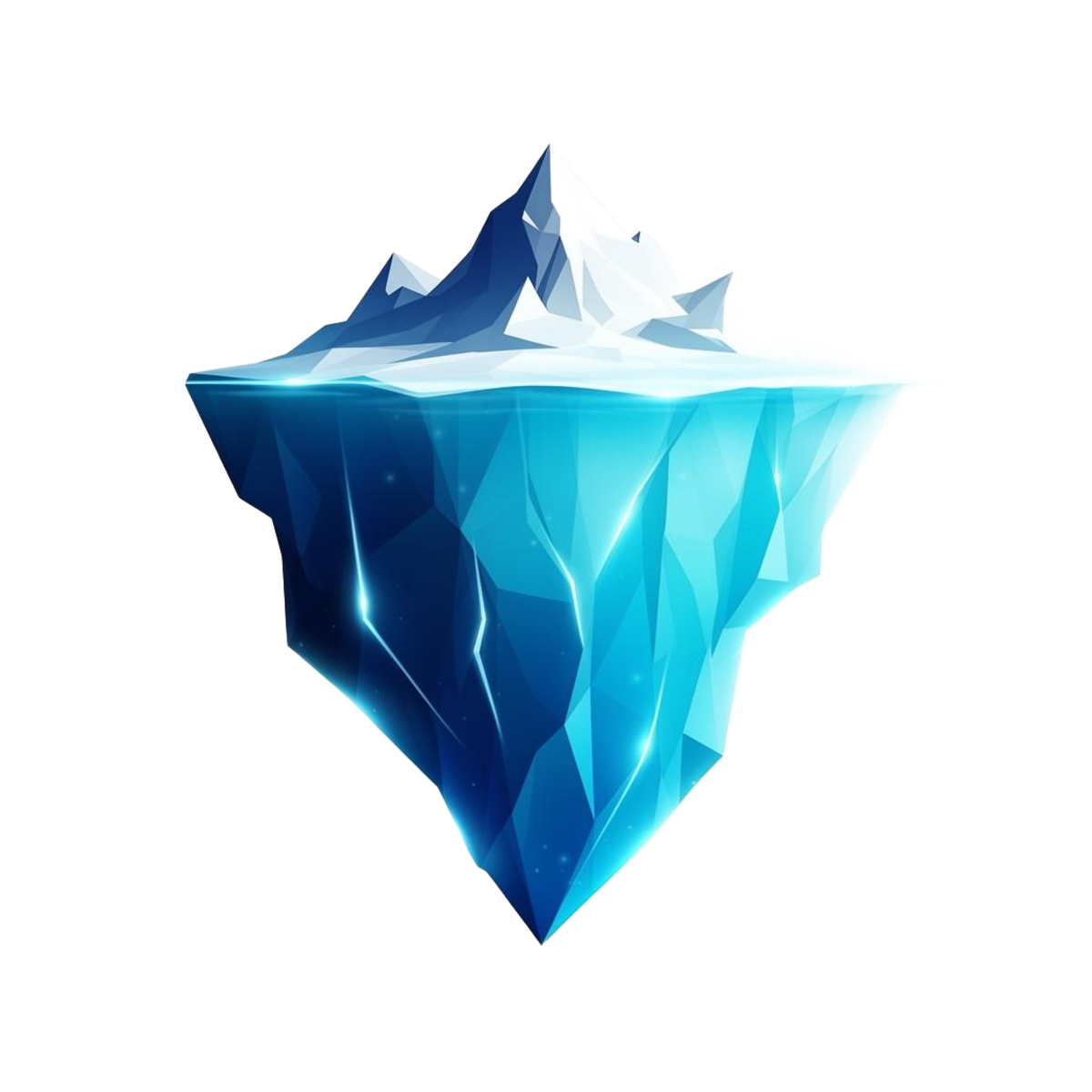 Iceberg representando o que está visível e o que está submerso no marketing e nas vendas